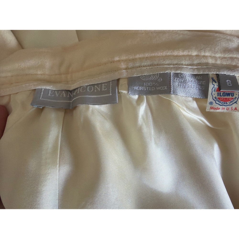 Evan Picone 3pc Suit Set Women 8/10 Cream Wool Blazer Skirt Pants Vintage USA - Picture 5 of 16